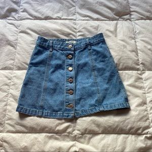 Denim button front skirt
